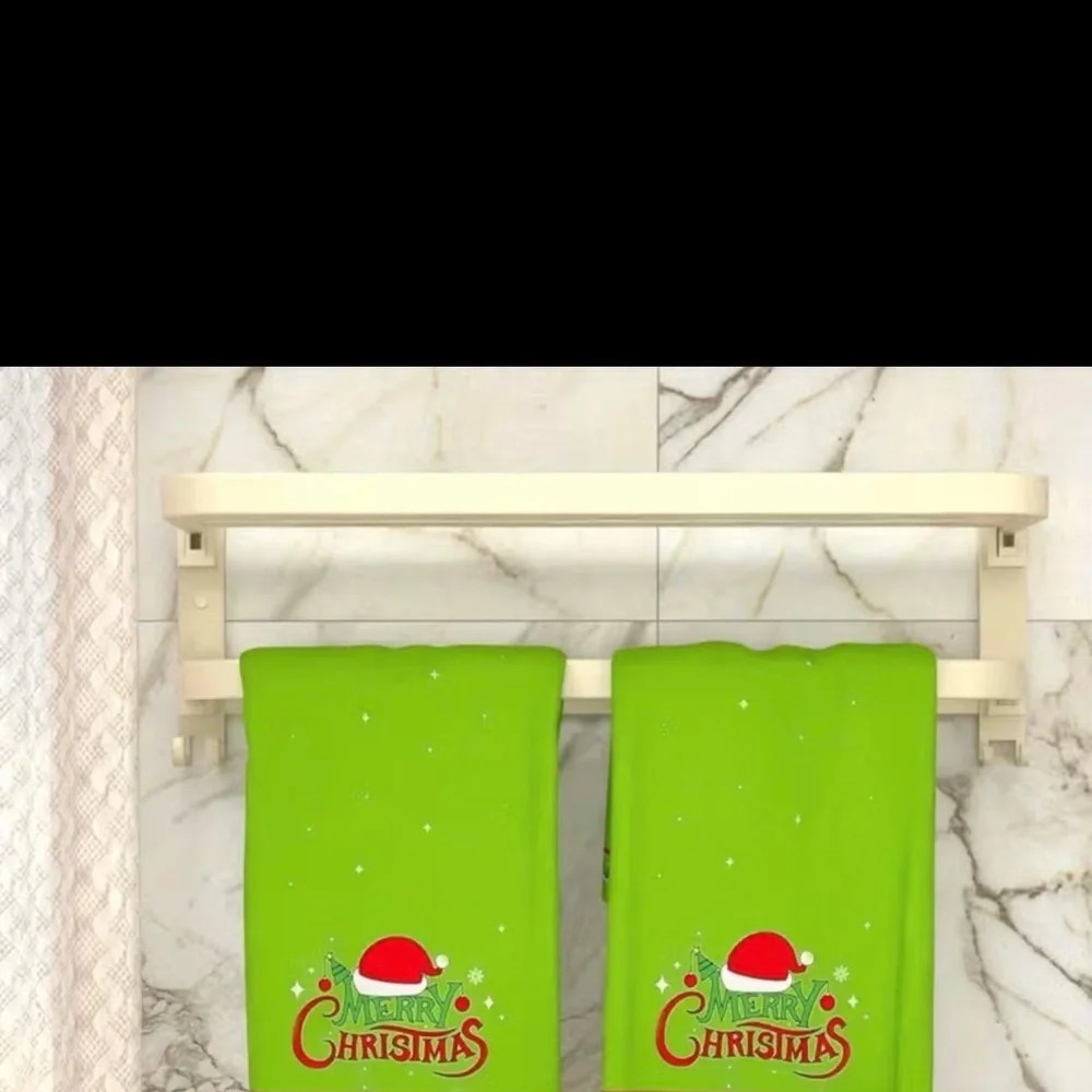 Festive Green Merry Christmas Towels